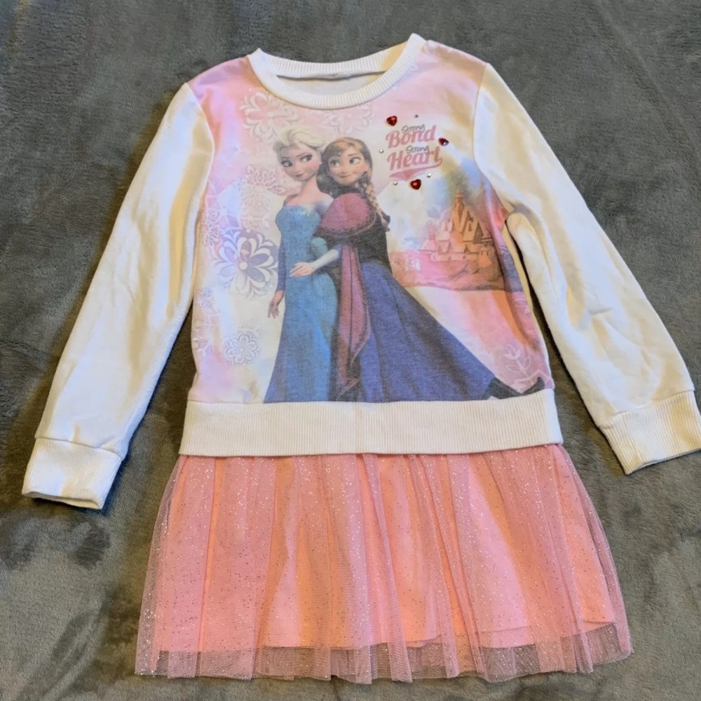 Disney Frozen Elsa & Anna Long Sleeve Tulle Dress
